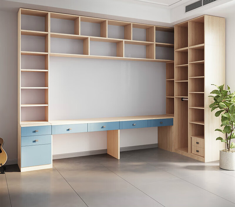 隆成佳茂一半衣柜一半书柜ls林氏全屋定制书桌一体整墙组合客厅书房